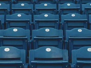 A letter from Symphonic's CEO mentioning the row of blue seats in a stadium.